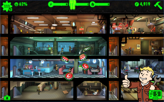 fallout shelterのゲーム画面